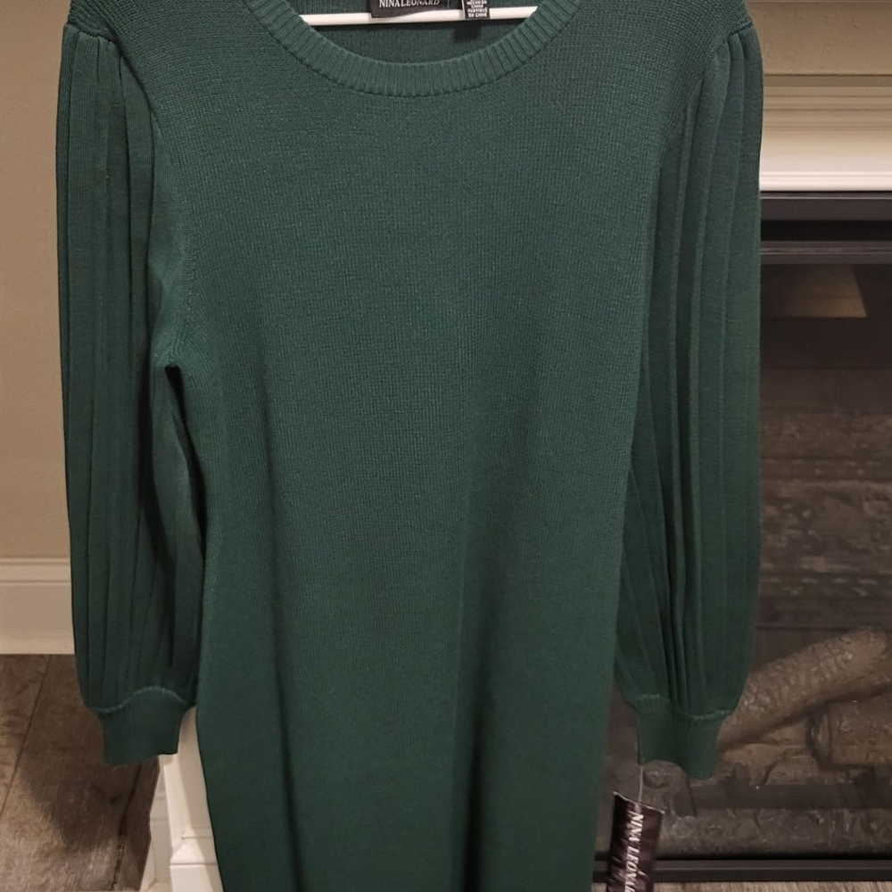 Nina Leonard Forest Green Long Sleeve Dress  (Bundle 3 For 15)